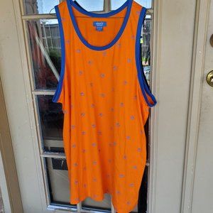 Adidas 3XL Tank Top Orange Blue Flower logo all over reflective 100 Cotton Shirt